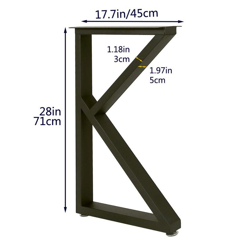 TIEOU Metal Legs for Table K Shape 28" H Tall Industrial Black Table Legs Heavy Duty Metal Desk Legs Set of 2(Without Boards) - Image 5